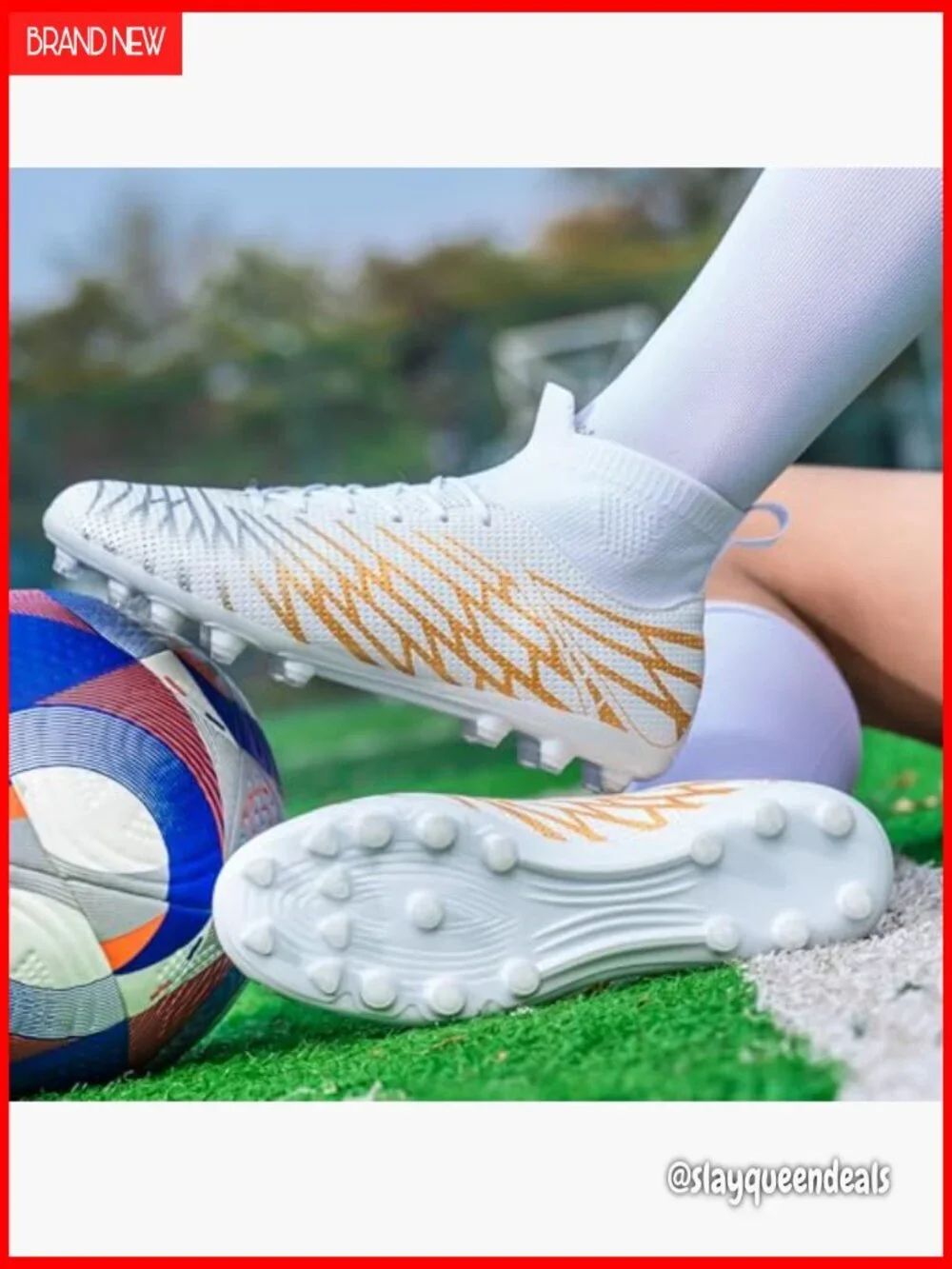 Lightweight Soccer Cleats with TPU Studs for Grass Turf Indoor Training